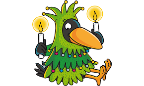 Rabe im Weihnachtskostüm